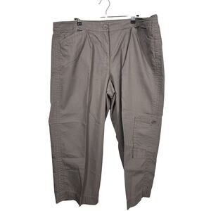 Eileen Fisher Cropped Cargo Pants Womens 2X Brown Elastic Waist Wide Leg